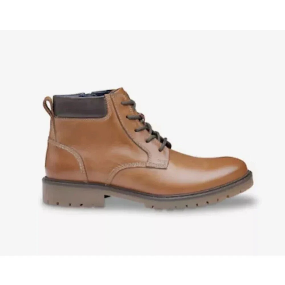 JONHSON & MURPHY boots Patterson Brown genuine Leather Lace Up Boy's youth 4M